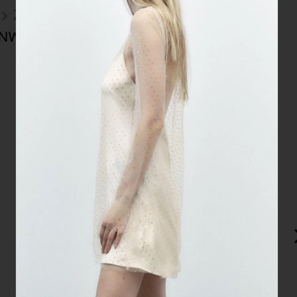 New Zara Gold Rhinestone Mini Dress - Picture 8 of 16